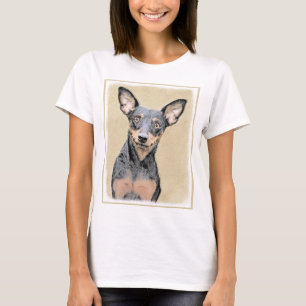 Camiseta Miniatura Pinscher Pintando Bela Arte Original de 