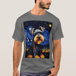 Camiseta Miniatura Schnauzer Cachorro Starry Night Van Gogh