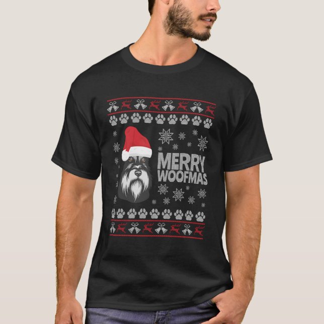 Camiseta Miniatura Schnauzer Feia Natal (Frente)