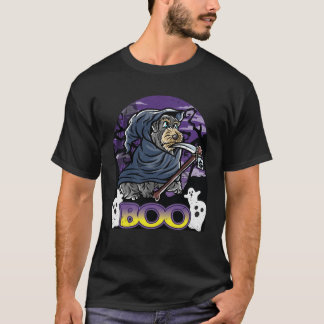 Camiseta Miniatura Schnauzer Feliz Halloween Figurume Grim 