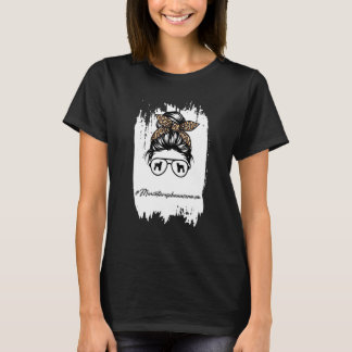 Camiseta Miniatura Schnauzer Mãe Messy Bun Leopard
