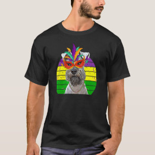 Camiseta Miniatura Schnauzer Mardi Gras Party Dog Mask Bead