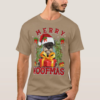 Camiseta Miniatura Schnauzer Merry Xmas Woofmas Luzes Xmas