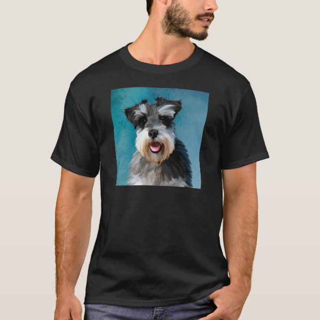 Camiseta Miniatura Schnauzer — Pintura De Cor De Água (Frente)