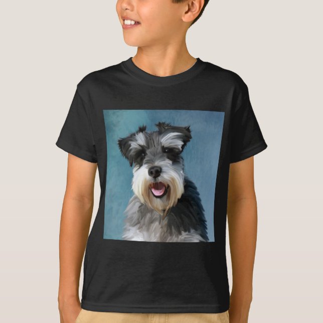 Camiseta Miniatura Schnauzer — Pintura De Cor De Água (Frente)