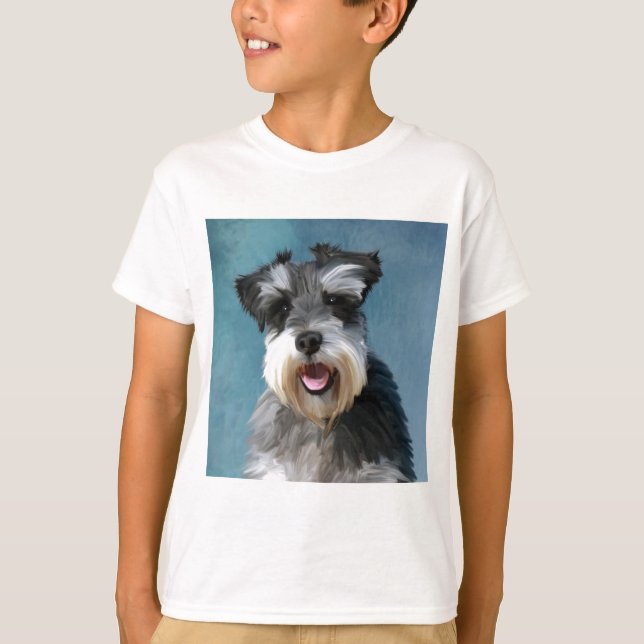 Camiseta Miniatura Schnauzer — Pintura De Cor De Água (Frente)