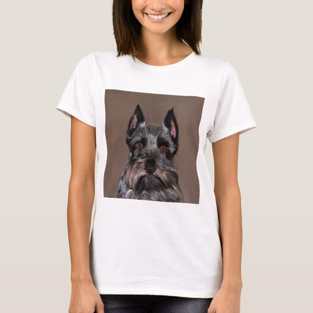 Camiseta Miniatura Schnauzer — Pintura De Cor De Água (Frente)