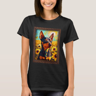 Camiseta Miniature Pinscher Painting Sunflower Flower Mom W