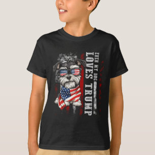 Camiseta Miniature Schnauzer Até meu cachorro ama Trump eng
