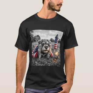 Camiseta Miniature Schnauzer Bandeira Americana Dos EUA 250