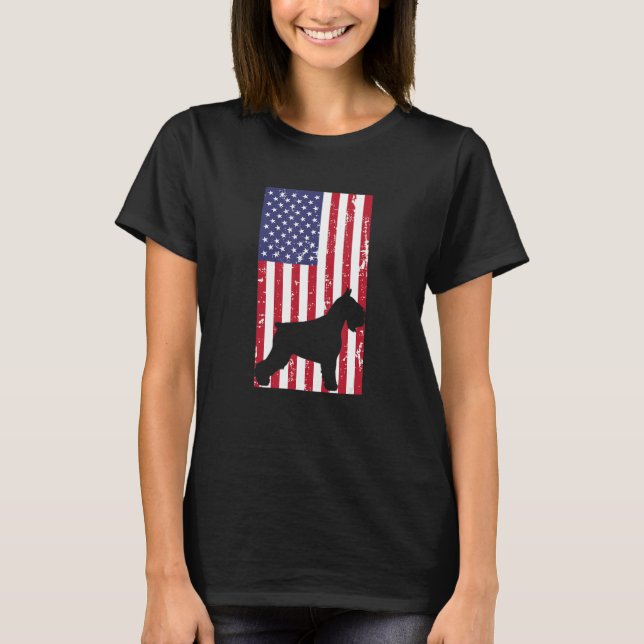 Camiseta Miniature Schnauzer Patriotic All American USA Fla (Frente)