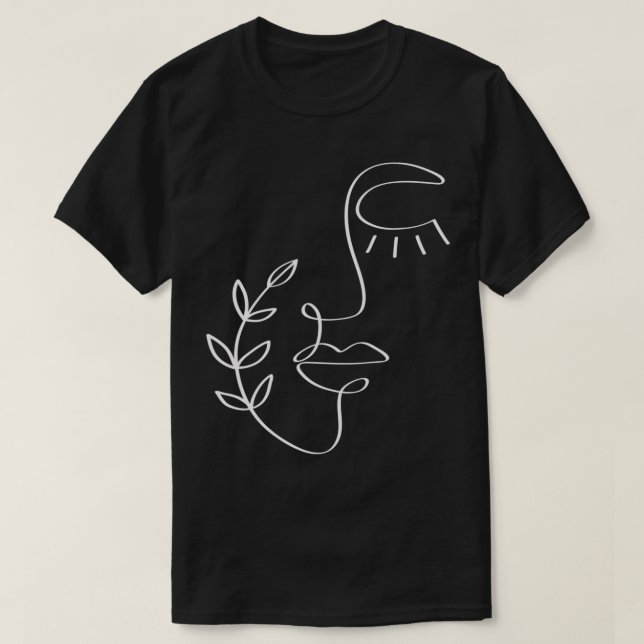 Camiseta Mínima Abstrato de Arte Feminina Botânica (Frente do Design)