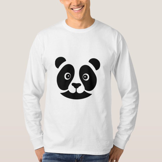 Camiseta Mínima face de Panda - Simplicidade em preto e Wh (Frente)