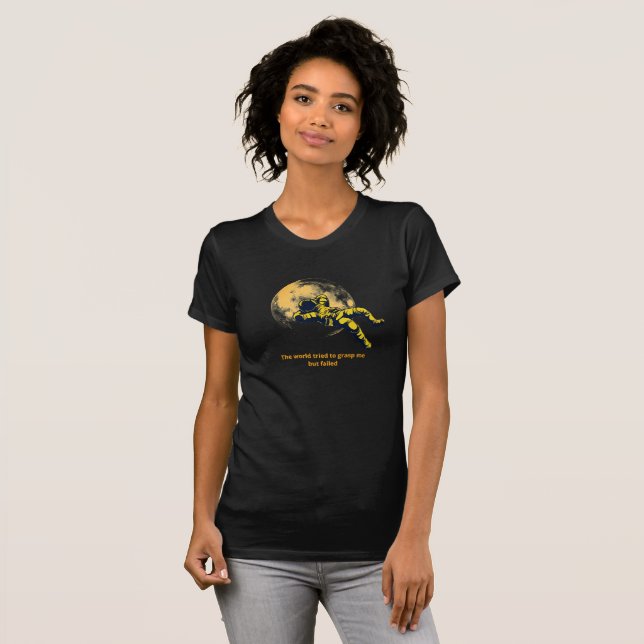 Camiseta Minimal Astronaut Moon Art Inspirational Women’s T (Frente Completa)