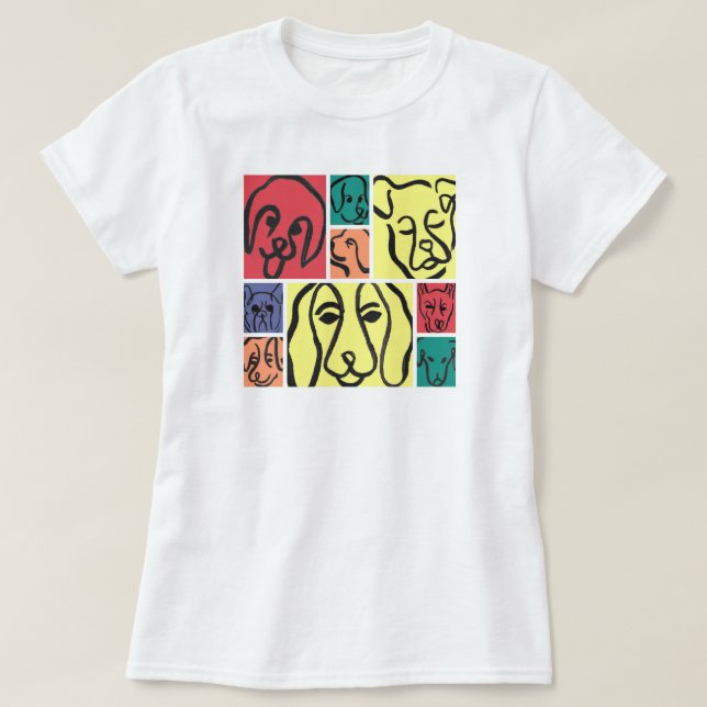 Camiseta Minimal Dogs Line Art Collage (Frente do Design)