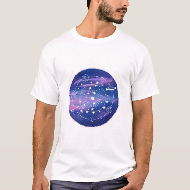 Camiseta Minimal Galaxy Moon Design | Cosmic Aesthetic Art (Frente)