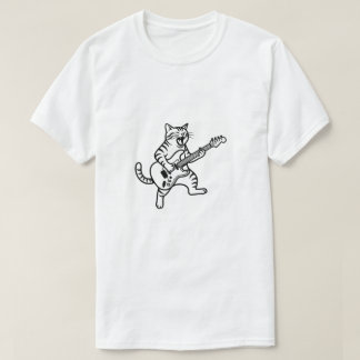 Camiseta Minimal Line Art Cat Guitar T-Shirt for Men