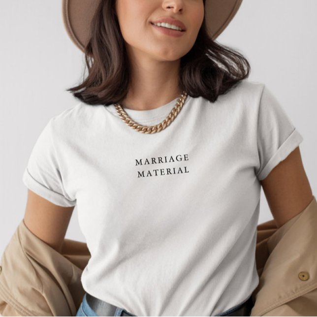 Camiseta Minimal 'Marriage Material' Newlywed Black & White (Criador carregado)