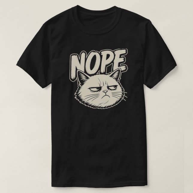 Camiseta Minimal Nope Cat Mood Design (Frente do Design)