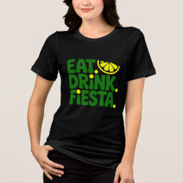 Camiseta Minimal Retro Eat Drink Fiesta