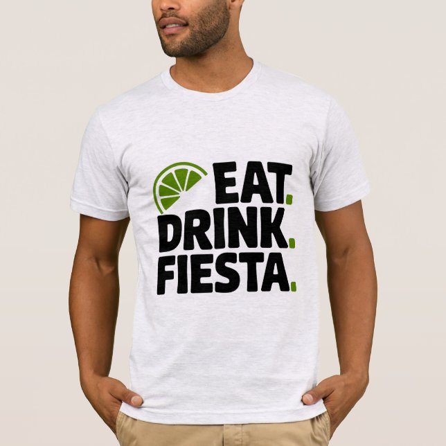 Camiseta Minimal Retro Eat Drink Fiesta (Frente)
