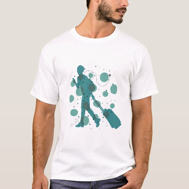 Camiseta Minimal Traveler with Suitcase Graphic T-Shirt (Frente)