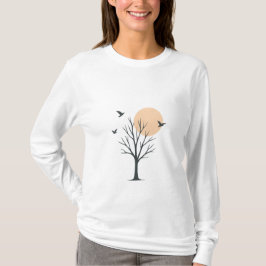 Camiseta Minimal Tree & Birds Sunset Women’s T-Shirt