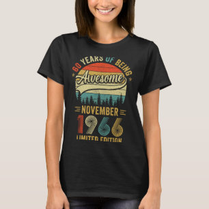 Camiseta Minimal Vintage Novembro 1966 60 Anos