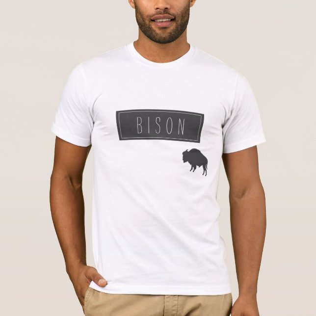 Camiseta Minimalismo do Funky Na moda Bison (Frente)