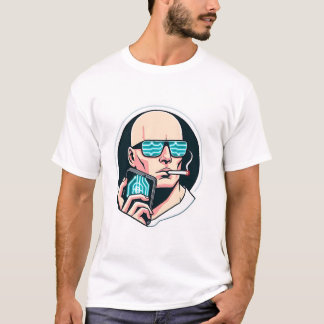 Camiseta Minimalismo futurístico: Camisa-T Crypto e Smoke