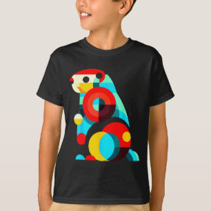 Camiseta Minimalismo Geométrico Ilustração Moderna Marmota