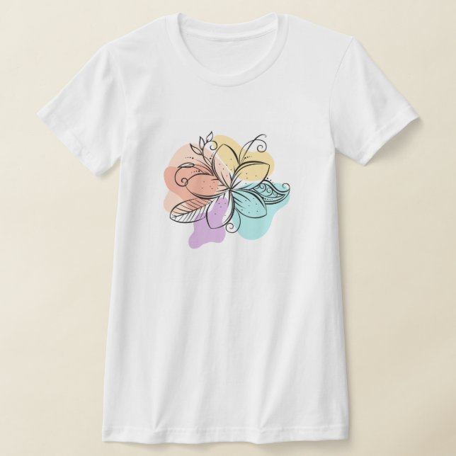 Camiseta Minimalist Abstract Floral Line Art T-Shirt (Postura )