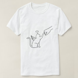 Camiseta Minimalist Angel Cat & Human Fist Bump