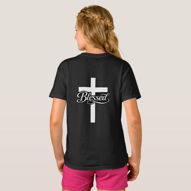 Camiseta Minimalist Blessed Cross Christian Faith Design (Parte Traseira Completa)