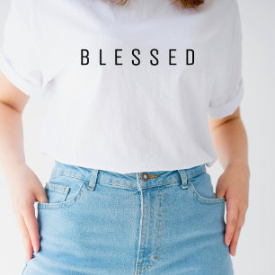 Camiseta Minimalist BLESSED Text White T-Shirt