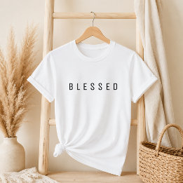 Camiseta Minimalist BLESSED Text White T-Shirt