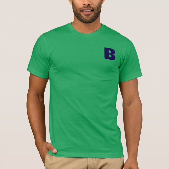 Camiseta Minimalist Blue Monogram Modern Green T-Shirt (Frente)