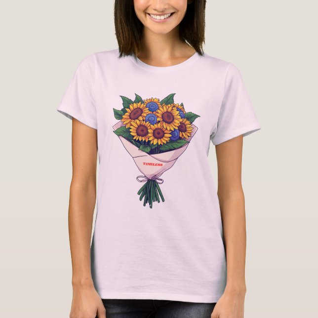Camiseta Minimalist Bouquet - Modern Floral Art (Frente)