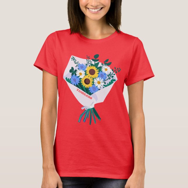Camiseta Minimalist Bouquet - Modern Floral Art (Frente)