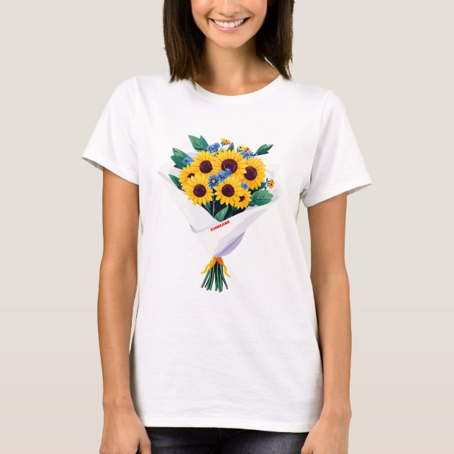 Camiseta Minimalist Bouquet - Modern Floral Art (Frente)