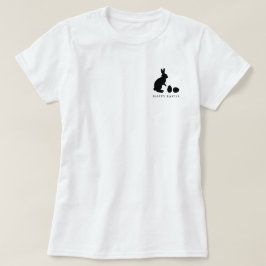 Camiseta Minimalist Bunny And Eggs In Black Happy Easter