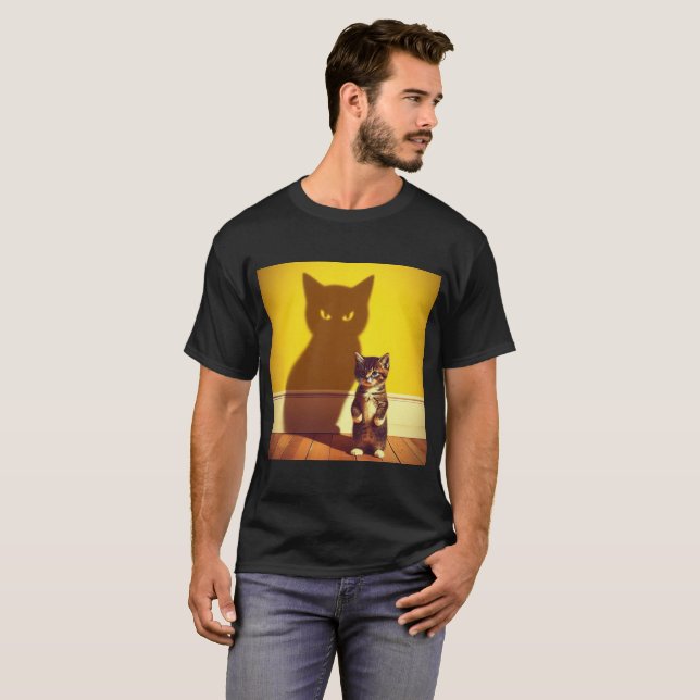 Camiseta Minimalist Cat Art T-Shirt  (Frente Completa)