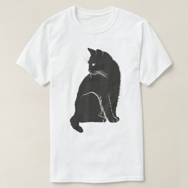 Camiseta Minimalist Cute Black Cat Owner Feline Art Kitten  (Frente do Design)