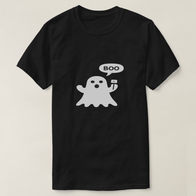 Camiseta Minimalist Cute Ghost Illustration with “Boo” Spee (Frente do Design)