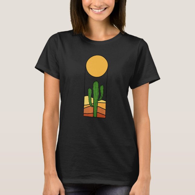 Camiseta Minimalist desert landscape with cactus (Frente)