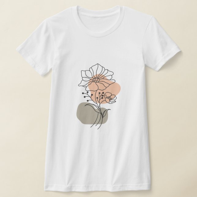 Camiseta Minimalist Floral Line Art T-Shirt (Postura )