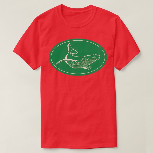 Camiseta Minimalist Humpback Whale Green and White (Frente do Design)