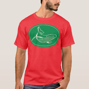 Camiseta Minimalist Humpback Whale Green and White
