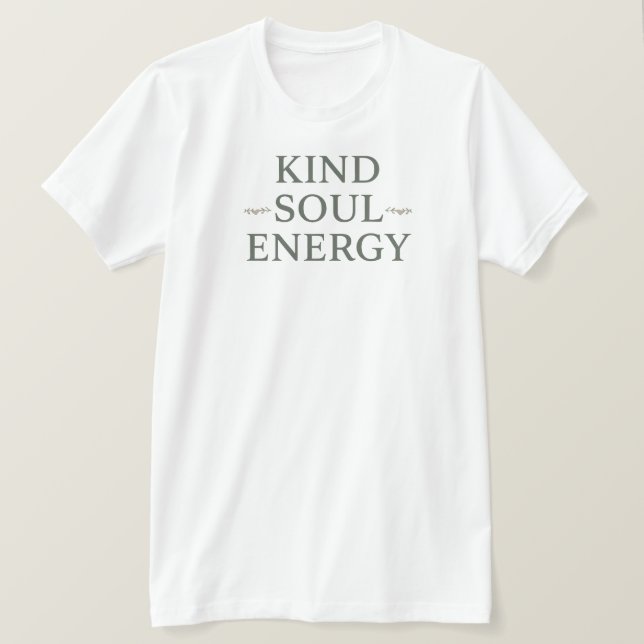 Camiseta Minimalist "Kind Soul Energy" Typography (Frente do Design)