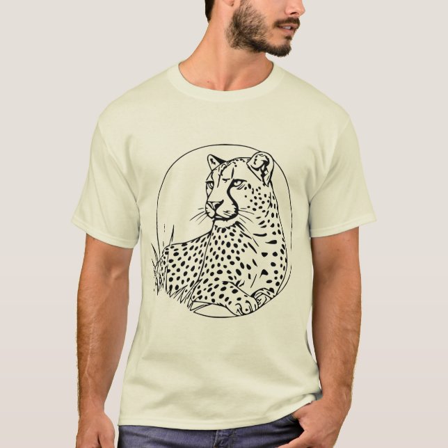 Camiseta Minimalist Leopard Line Art – Wild and Majestic Bi (Frente)